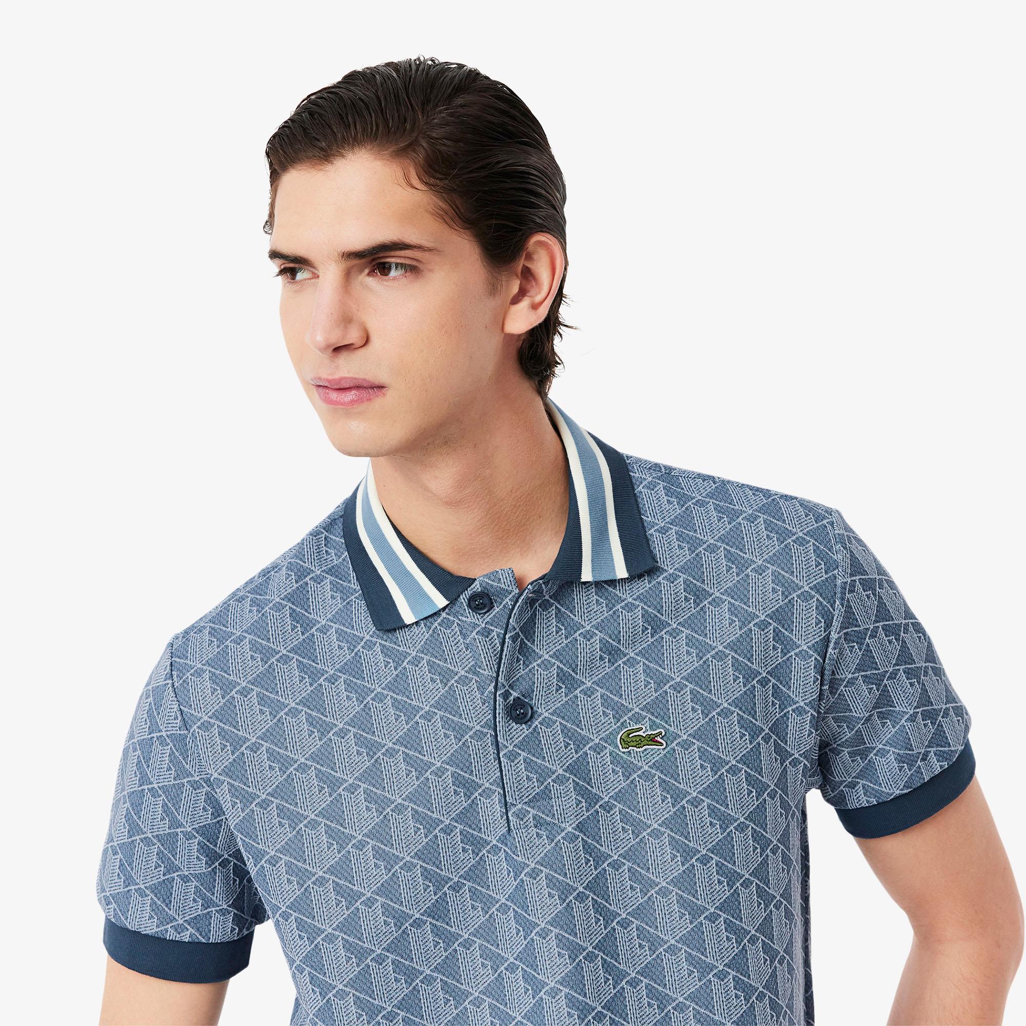 Mens Lacoste Monogram Motif Polo Shirt Falcon/Overview